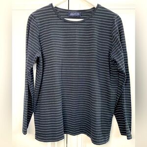 Jones New York Woman Size 1XL Black Long Sleeve Top with Silver Thread Stripes